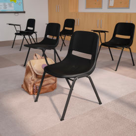 Flash Furniture Ergonomic Shell Chair - Right Handed Tablet Arm - Black