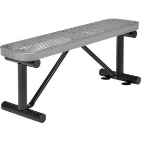 Global Industrial™ 4' Outdoor Steel Flat Bench Expanded Metal Gray
