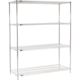 Nexel® 4 Shelf Chrome Wire Shelving Unit Starter 72""W x 24""D x 86""H