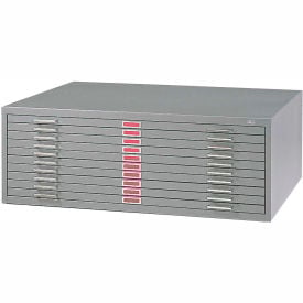 10-Drawer Steel Flat File for 30"" x 42"" Documents - Gray