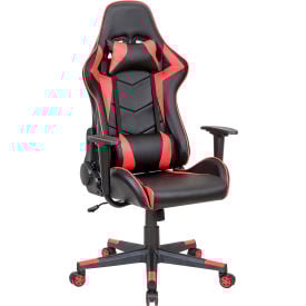Interion® Gaming Chair Antimicrobial High Back Black/Ruby Red