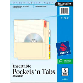 Avery Insertable 5-Tab Divider 8.88""x11"" 5 Tabs Assorted/Multicolor