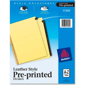 Avery A to Z Gold Line Black Leather Tab Divider Printed A to Z 8.5""x11"" 25 Tabs Buff/Black