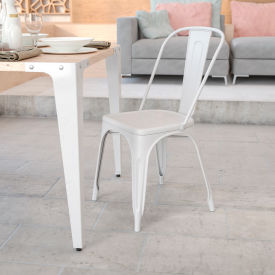 Flash Furniture Metal Indoor-Outdoor Stackable Chair - White