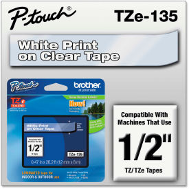 Brother® P-Touch® TZe Labeling Tape 1/2""W White on Clear