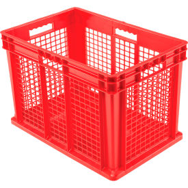 Global Industrial™ Mesh Straight Wall Container Solid Base 23-3/4""Lx15-3/4""Wx16-1/8""H Red