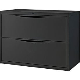 Interion® 2 Drawer Premium Lateral File Cabinet Legal & Letter Size 36""W x 18""D x 28""H Black