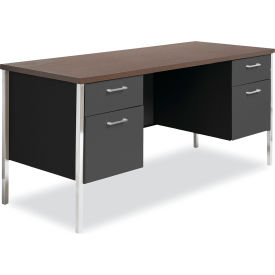 Alera® Double Pedestal Steel Credenza 60""x 24""x 29.5"" Mocha/Black