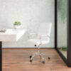 Flash Furniture Executive Swivel Chair - Mid Back - Leather - White