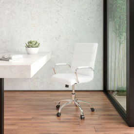 Flash Furniture Executive Swivel Chair - Mid Back - Leather - White