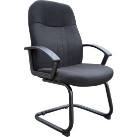 Boss Reception Guest Chair with Arms - Fabric - Mid Back - Black