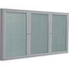 Ghent Enclosed Bulletin Board Outdoor 3 Door 72""W x 36""H Silver Vinyl/Silver Frame