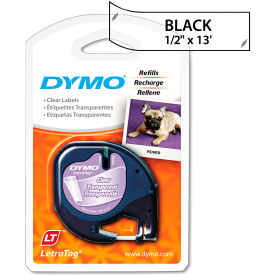 DYMO® LetraTag Plastic Label Tape Cassette 1/2"" x 13ft Clear