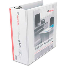 Universal® Economy D-Ring Vinyl View Binder 4"" Capacity White