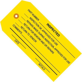 Inspection Tags ""Inspected"" #5 4-3/4""L x 2-3/8""W Yellow 1000/Pack