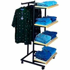 Frame w/ 4-24"" Black Shelves and 1 T-Stand 1"" Square Tubing - Matte Black Frame