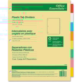 Avery Office Essentials Economy Insertable Tab Divider 8.5""x11"" 8 Tabs Buff Translucent/Multi