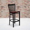 Flash Furniture School House Back Metal Restaurant Barstool - Cherry Wood Seat - HERCULES Series