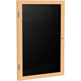Ghent Enclosed Letter Board - 1 Door - Black Letterboard w/Oak Frame - 24"" x 18""