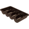 Quantum Four Compartment Cutlery Box 20-7/16""L x 11-3/8""W x 3-3/4""H Polypropylene Brown