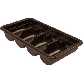Quantum Four Compartment Cutlery Box 20-7/16""L x 11-3/8""W x 3-3/4""H Polypropylene Brown