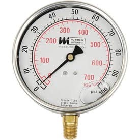 Weiss Instruments 4"" Dial  Liquid Filled 1/4"" Bottom 0-160PSI
