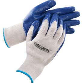 Global Industrial™ Latex Coated String Knit Work Gloves Natural/Blue X-Large 12 Pairs