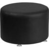 Flash Furniture 24""W Round Leather Ottoman - Black - Hercules Alon Series