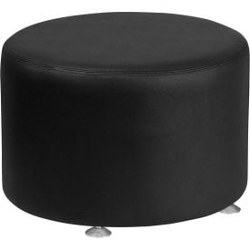 Flash Furniture 24""W Round Leather Ottoman - Black - Hercules Alon Series