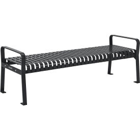 Global Industrial™ 6' Outdoor Bench Backless Vertical Steel Slat Black