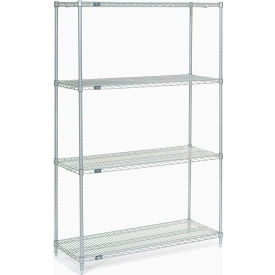 Nexel® 4 Shelf Stainless Steel Wire Shelving Unit Starter 48""W x 18""D x 74""H