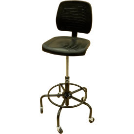ShopSol™ Workbench Chair with Reverse Braking Casters Polyurethane Black