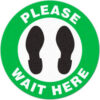 Please Wait Here Vinyl Adhesive Floor Sign 17"" Round