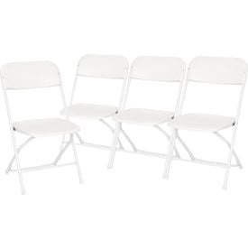 Flash Furniture Big and Tall Plastic Folding Chairs White Hercules Series Pack of 4