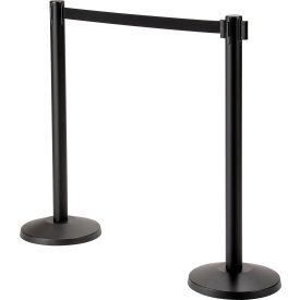 Global Industrial™ Retractable Belt Barrier 40"" Black Post 10' Black Belt