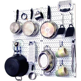 Wall Control Kitchen Pegboard Pack Storage & Organization Kit White/Blue 32"" X 32"" X 6""