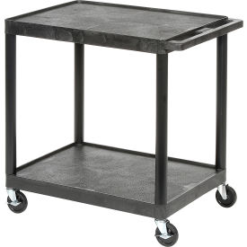Luxor Plastic Utility Cart w/2 Shelves 200 lb. Capacity 24""L x 18""W x 33-1/2""H Black