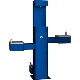 Global Industrial™Outdoor Bottle Filler w/Bi-Level Drinking Fountain & Pet Station Blue