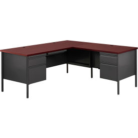 Hirsh Industries® Steel Desk - L Shape w/ Right Return - 66"" x 72"" - Mahogany - HL10000 Series
