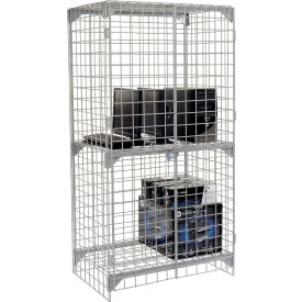 Global Industrial™ 1-Tier 2 Door Wire Mesh Security Locker 36""Wx24""Dx72""H Gray Unassembled