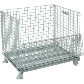 Global Industrial Folding Wire Container 40""L x 32""W x 34-1/2""H 3000 lb. Capacity Gray