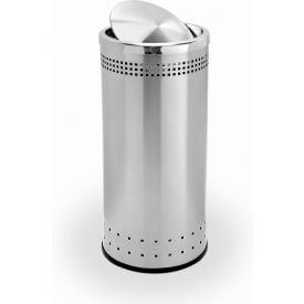 Precision® Stainless Steel Round Imprinted Trash Can With Swivel Lid 15 Gallon