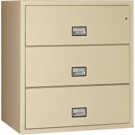 Phoenix Safe Lateral 44"" 3-Drawer Fire and Water Resistant File Cabinet Putty - LAT3W44P