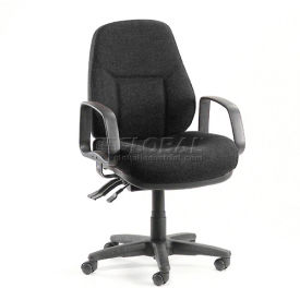 Interion® Task Chair With Mid Back & Fixed Arms Fabric Black