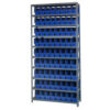 Quantum 1275-201 Steel Shelving With 72 6""H Shelf Bins Blue 36x12x75-10 Shelves