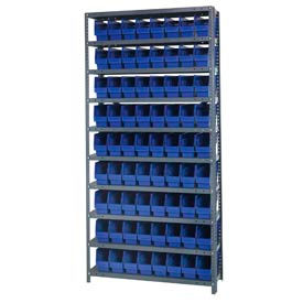 Quantum 1275-201 Steel Shelving With 72 6""H Shelf Bins Blue 36x12x75-10 Shelves