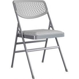 Bridgeport™ Ultra Comfort Commercial Fabric and Resin Mesh Folding Chair - Gray Pack of 4