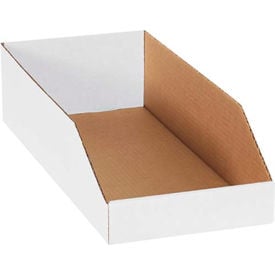 Global Industrial™ Open Top Corrugated Bin Boxes 8""Wx18""Lx4-1/2""H White