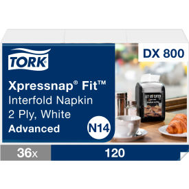 Tork® Xpressnap Fit Interfold Dispenser Napkins 2-Ply 6-1/2""x8-3/8"" Wht 120 Per Pk 36 Pks