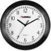 Lorell® 9"" Round Quartz Wall Clock Plastic Case Black